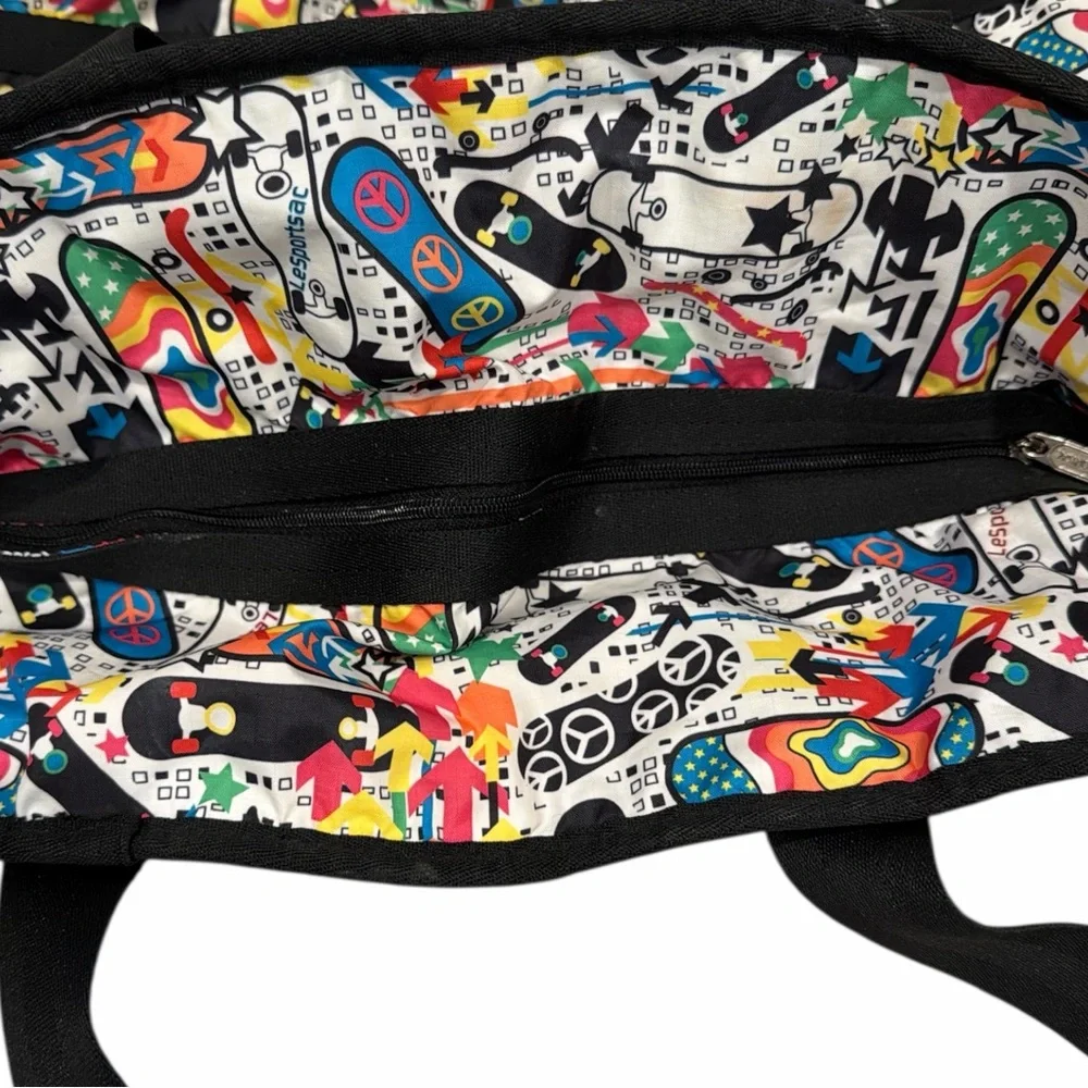 LeSportsac Skateboard Peace All-Over Print Large Tote